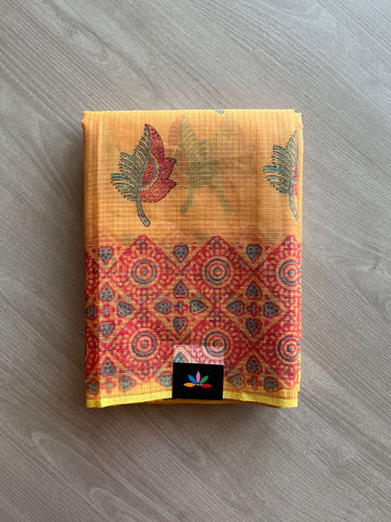 Hand Block Printed Kota Doria Saree -24173