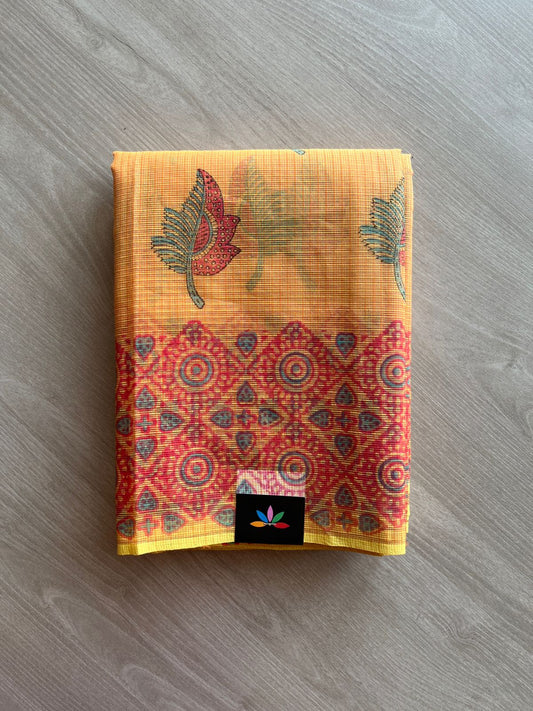 Hand Block Printed Kota Doria Saree -24173