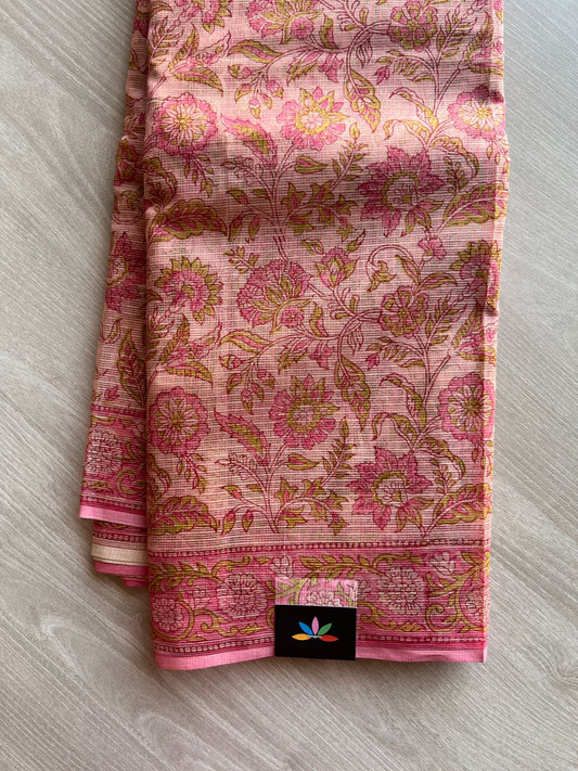 Hand Block Printed Kota Doria Saree -24174
