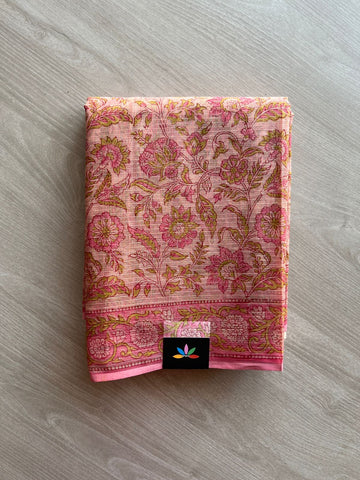 Hand Block Printed Kota Doria Saree -24174