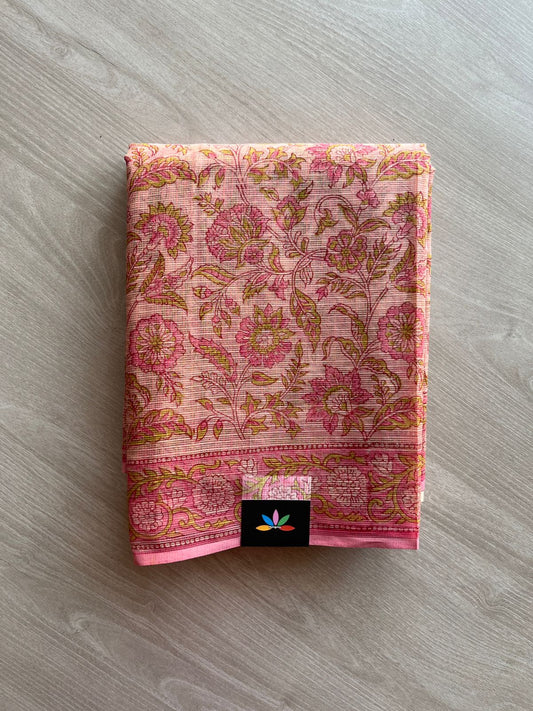 Hand Block Printed Kota Doria Saree -24174