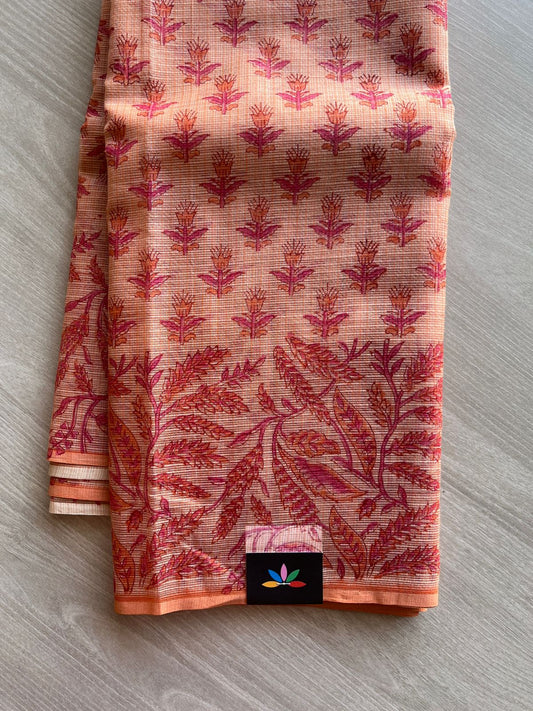 Hand Block Printed Kota Doria Saree -24175