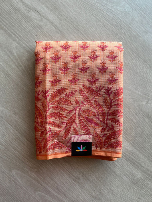 Hand Block Printed Kota Doria Saree -24175