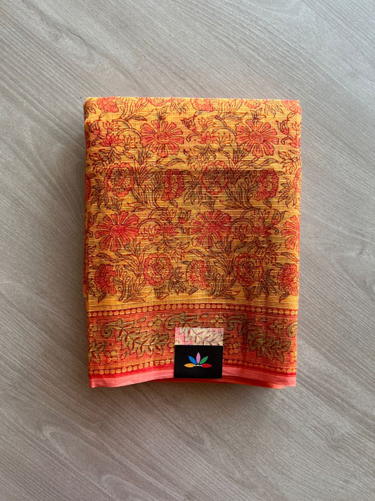 Hand Block Printed Kota Doria Saree -24176