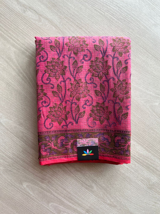 Hand Block Printed Kota Doria Saree -24177