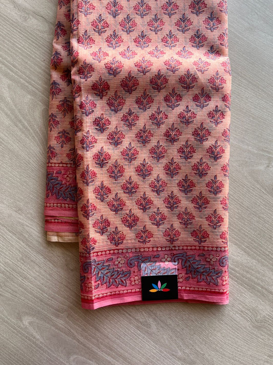 Hand Block Printed Kota Doria Saree -24178