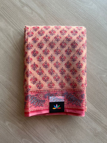 Hand Block Printed Kota Doria Saree -24178