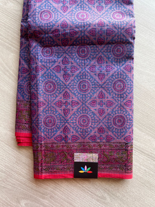 Hand Block Printed Kota Doria Saree -24179
