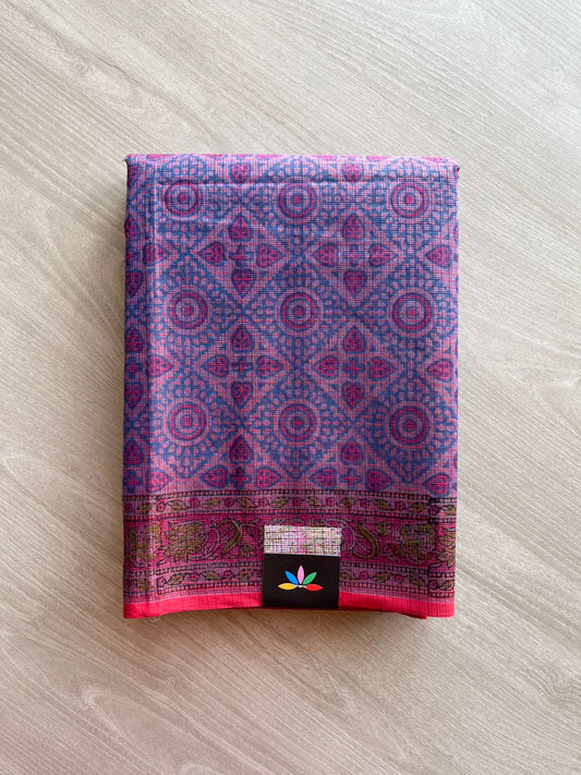 Hand Block Printed Kota Doria Saree -24179