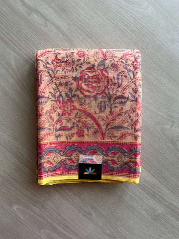 Hand Block Printed Kota Doria Saree -24181