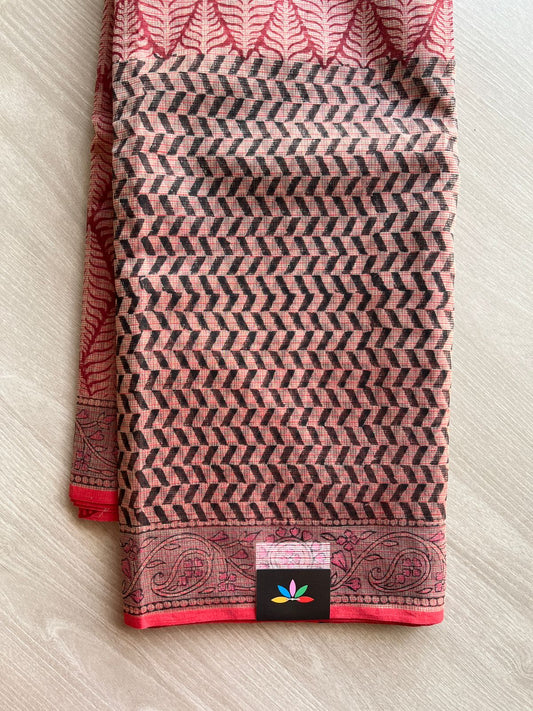 Hand Block Printed Kota Doria Saree -24182
