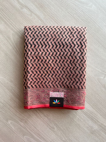 Hand Block Printed Kota Doria Saree -24182