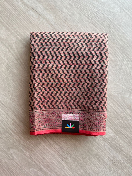 Hand Block Printed Kota Doria Saree -24182