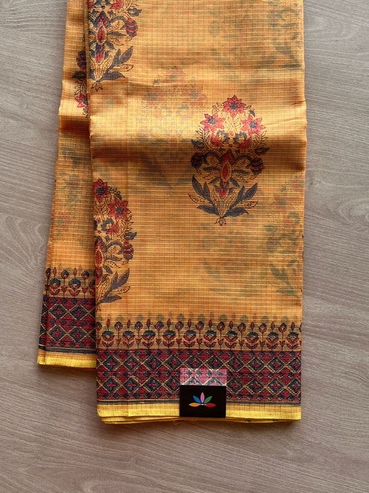 Hand Block Printed Kota Doria Saree -24183