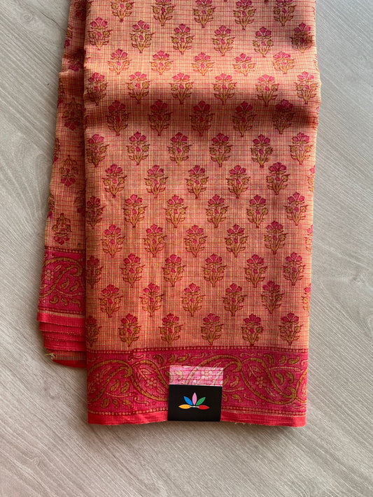Hand Block Printed Kota Doria Saree -24185