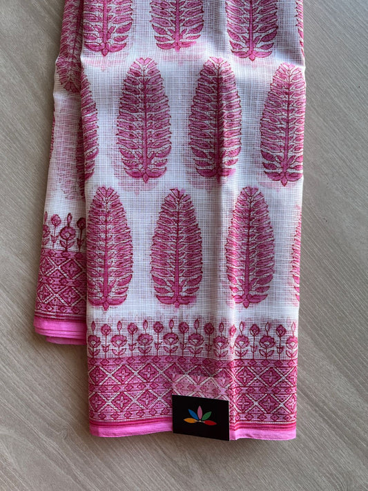 Hand Block Printed Kota Doria Saree -24186