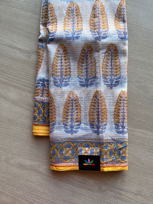 Hand Block Printed Kota Doria Saree -24187