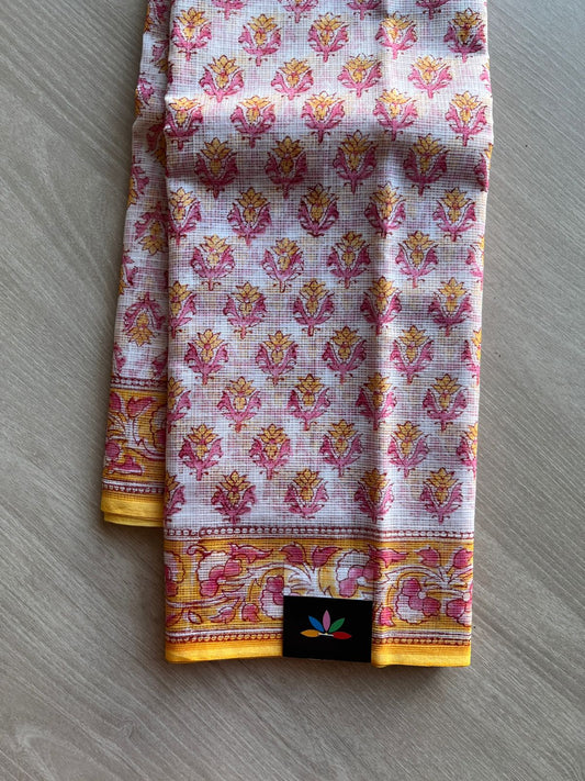 Hand Block Printed Kota Doria Saree -24188