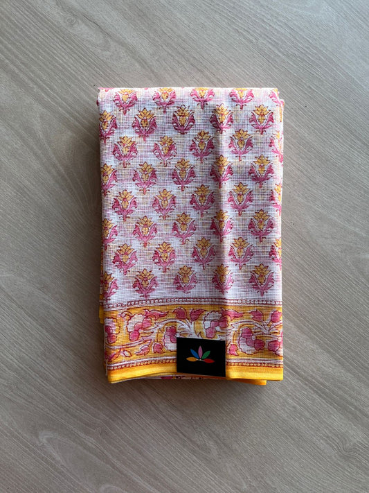 Hand Block Printed Kota Doria Saree -24188