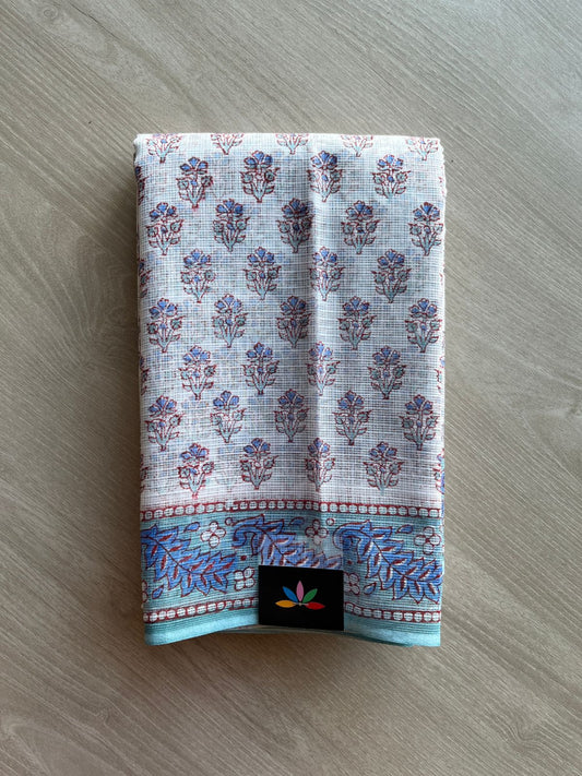 Hand Block Printed Kota Doria Saree -24189