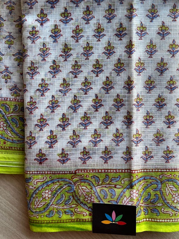 Hand Block Printed Kota Doria Saree -24191