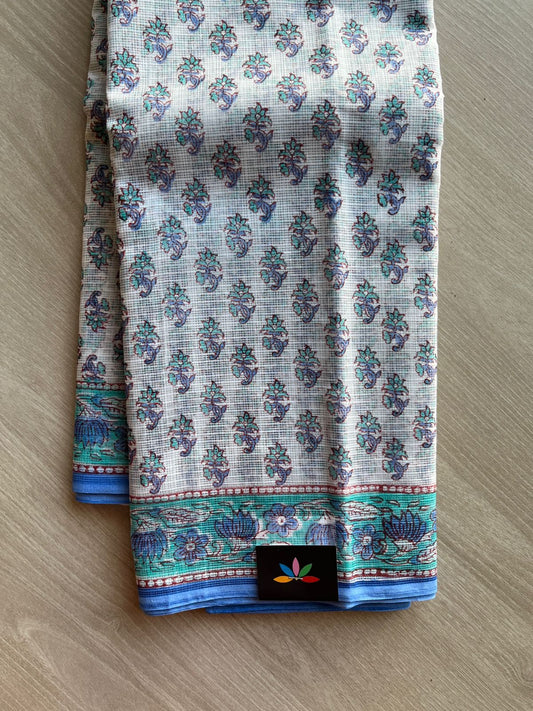 Hand Block Printed Kota Doria Saree -24192