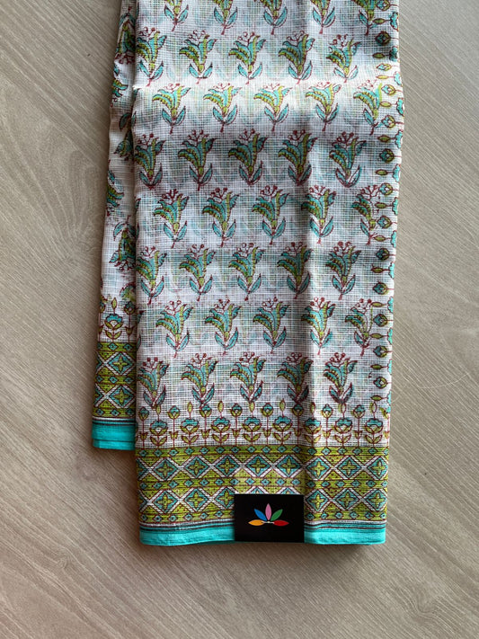 Hand Block Printed Kota Doria Saree -24193