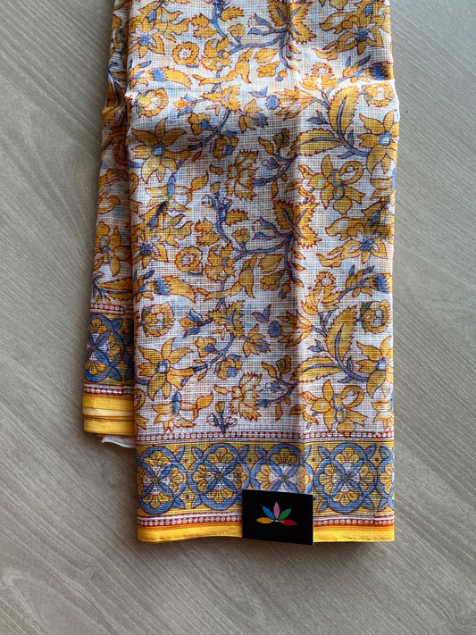 Hand Block Printed Kota Doria Saree -24194