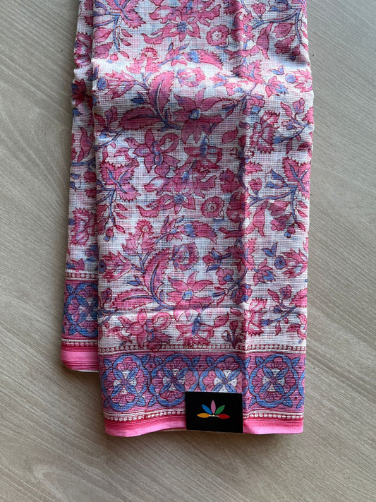 Hand Block Printed Kota Doria Saree -24195