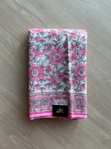 Hand Block Printed Kota Doria Saree -24197