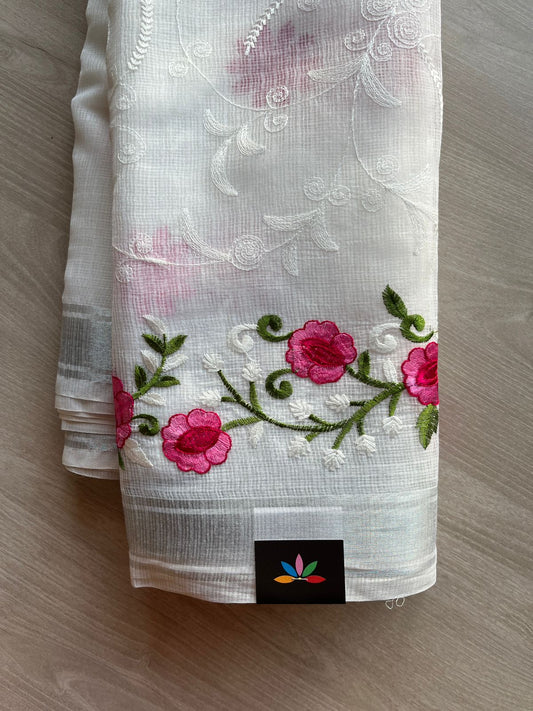Machine Embroidered Blended Kota Saree-24198