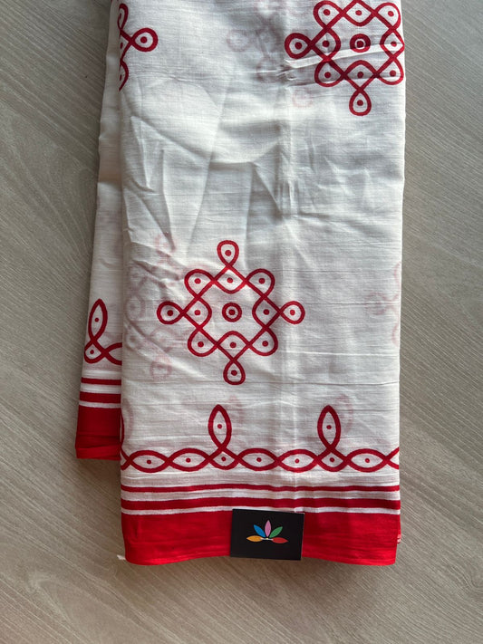 Screen Printed Mul Cotton Saree-24251-24255