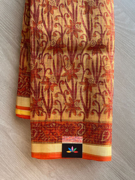 Printed with Checks Blended Kota Saree -24290