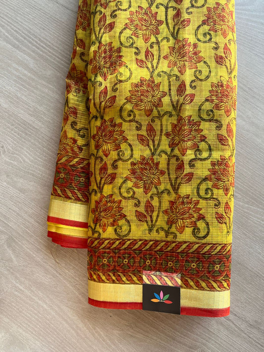 Printed with Checks Blended Kota Saree -24291