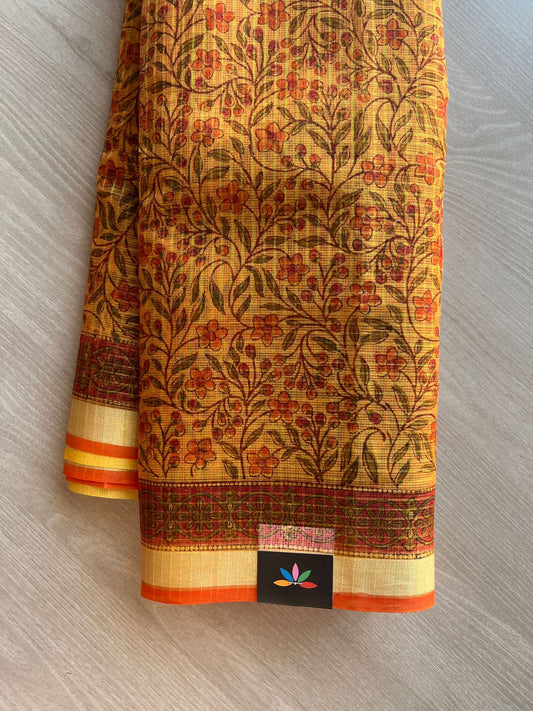 Printed with Checks Blended Kota Saree -24292