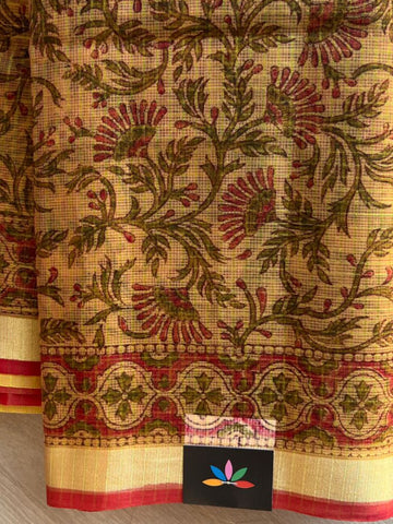 Printed with Checks Blended Kota Saree -24293