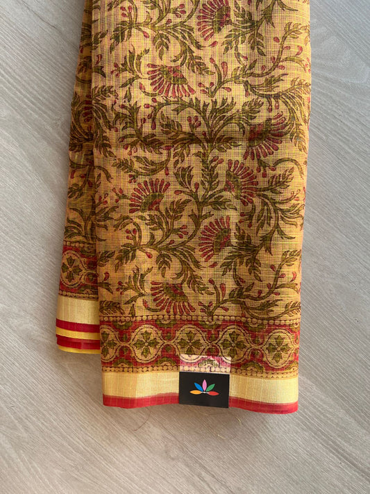 Printed with Checks Blended Kota Saree -24293