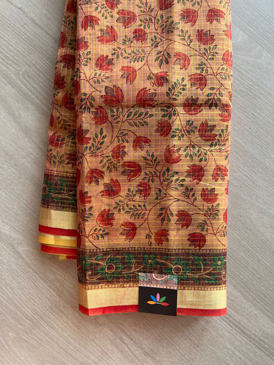 Printed with Checks Blended Kota Saree -24295