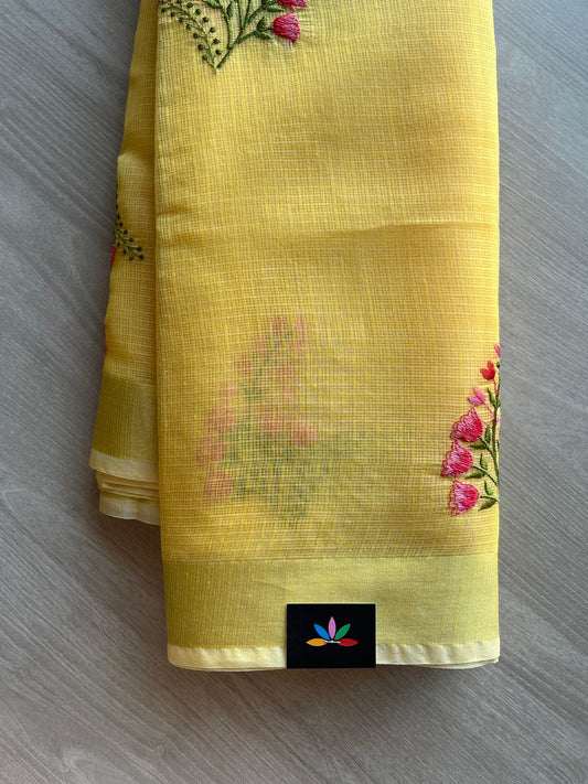 Machine Embroidered Blended Kota Saree-24299