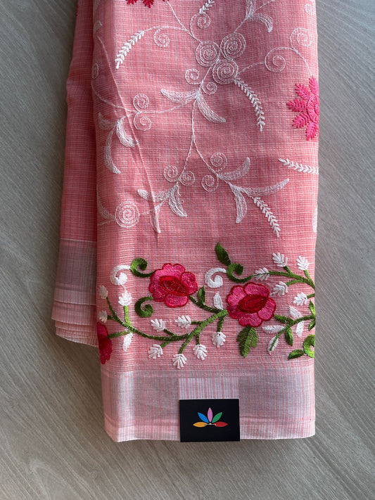 Machine Embroidered Blended Kota Saree-24301