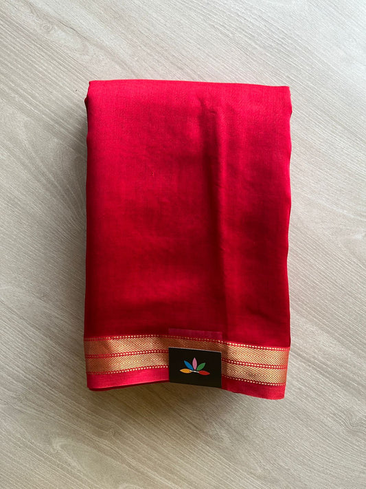 Traditional Red Chanderi Saree – Lightweight Silk Cotton for Weddings & Festivals-24363-24364