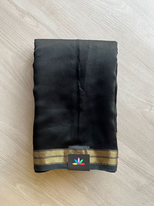 Traditional Black Chanderi Saree – Lightweight Silk Cotton for Weddings & Festivals-24369-24370