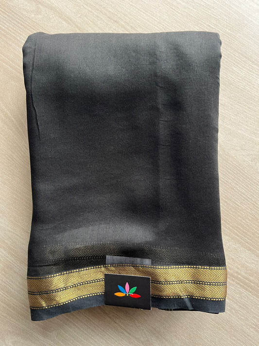 Traditional Black Chanderi Saree – Lightweight Silk Cotton for Weddings & Festivals-24369-24370