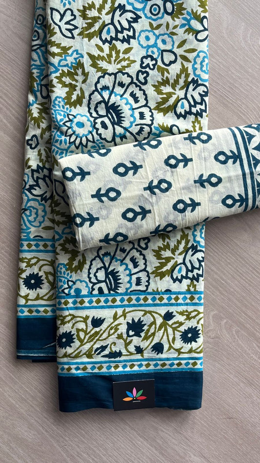 Screen Printed Mul Cotton Saree-24449