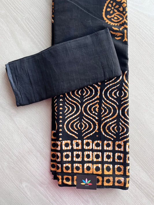 Block Printed Mul Cotton Saree-24456