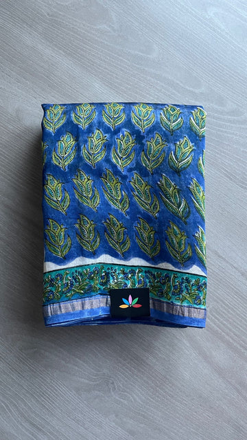 Handblock Printed Chanderi Cotton Silk Saree -24493-24494