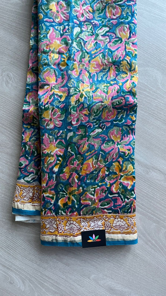 Handblock Printed Chanderi Cotton Silk Saree -24495-24496