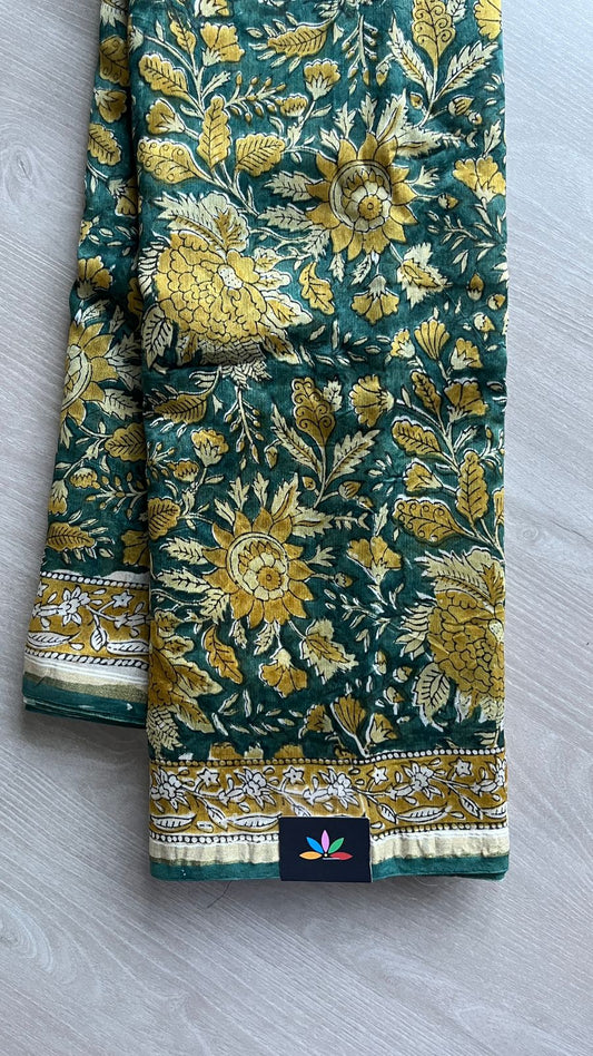 Handblock Printed Chanderi Cotton Silk Saree -24501