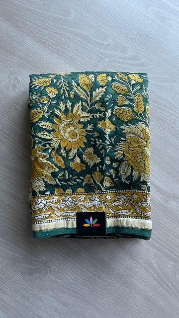 Handblock Printed Chanderi Cotton Silk Saree -24501