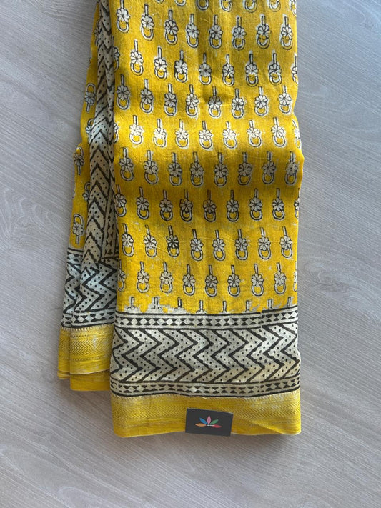 Zari Border Chanderi Silk Cotton Saree with Blouse-24520